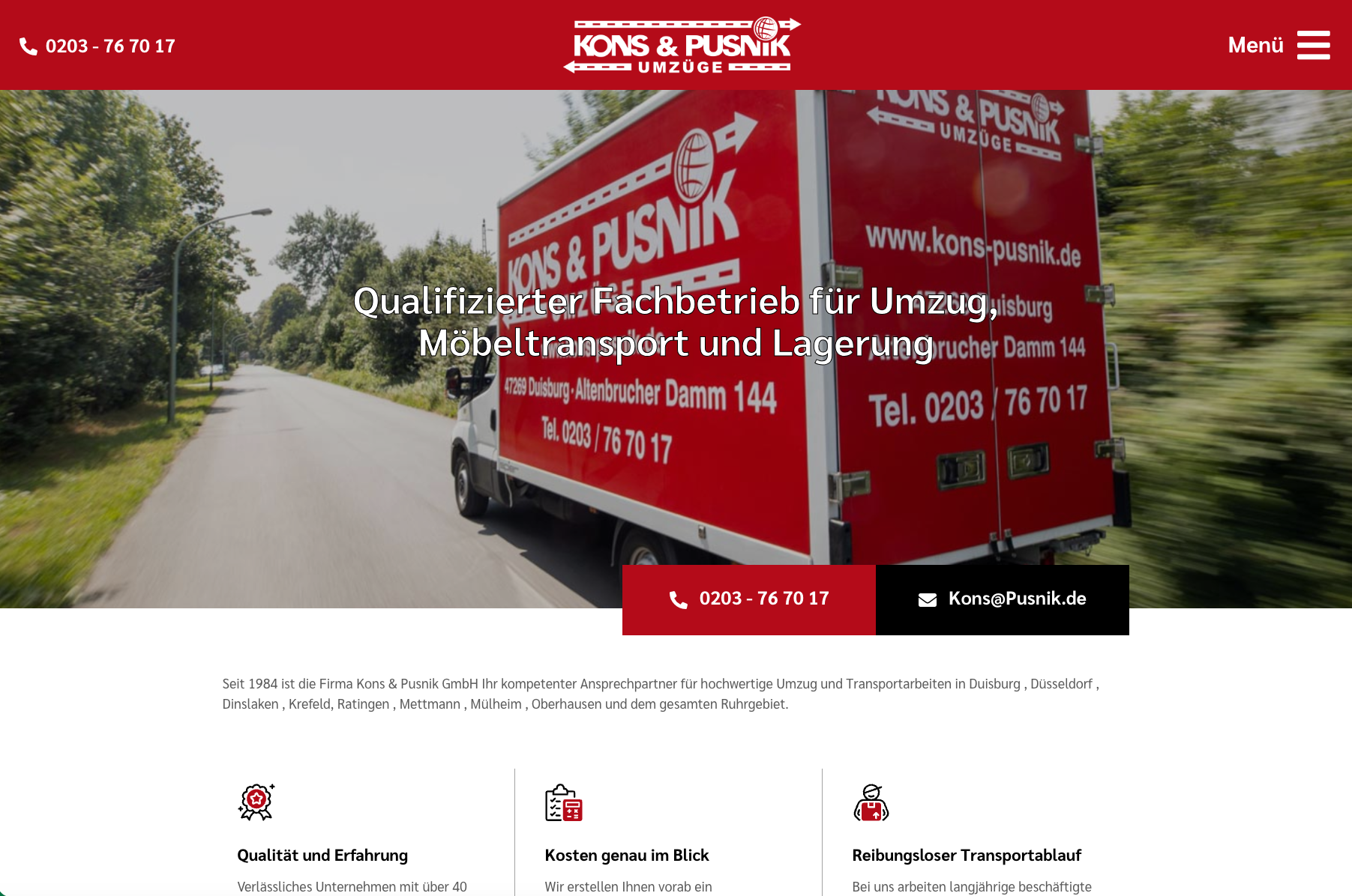 Website Kons & Pusnik Umzüge